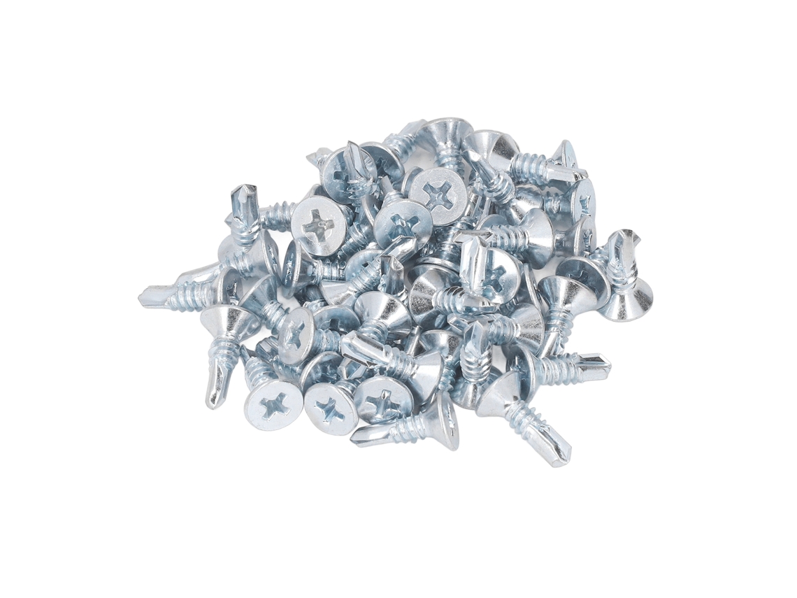 50 Tornillos Autorroscantes Cruzados 4.8x16mm Acero Al Carbono Galvanizado Antioxidante Para El Hogar