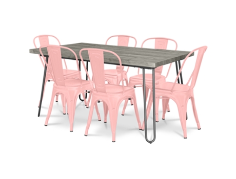 Pack Mesa Comedor Diseño Industrial 150Cm Pack 6 Sillas Comedor Diseño Industrial Hairpin Stylix TOLIX STYLE