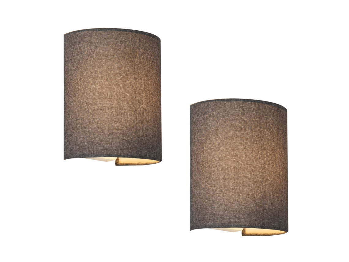 Set de 2 lámparas de pared Brüssel modernas 1x E27 60 W textil de lino 20 x 18 x 13 cm - Gris LUX.PRO