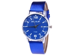 Reloj De Pulsera De Cuarzo Para Parejas Con Correa De Piel Sintética Y Esfera Azul Sencilla.