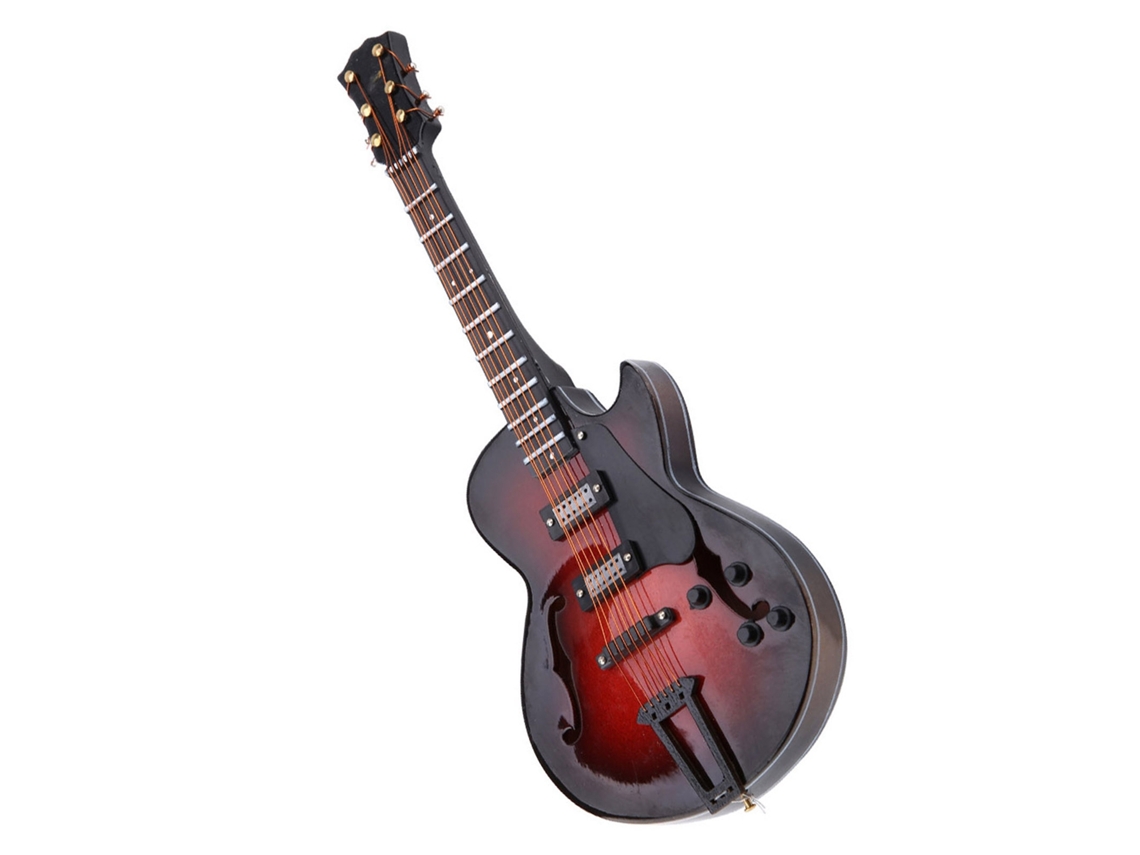 Miniatura de Guitarra Clássica 7.1in com Suporte e Case Decorativo Presente de Natal