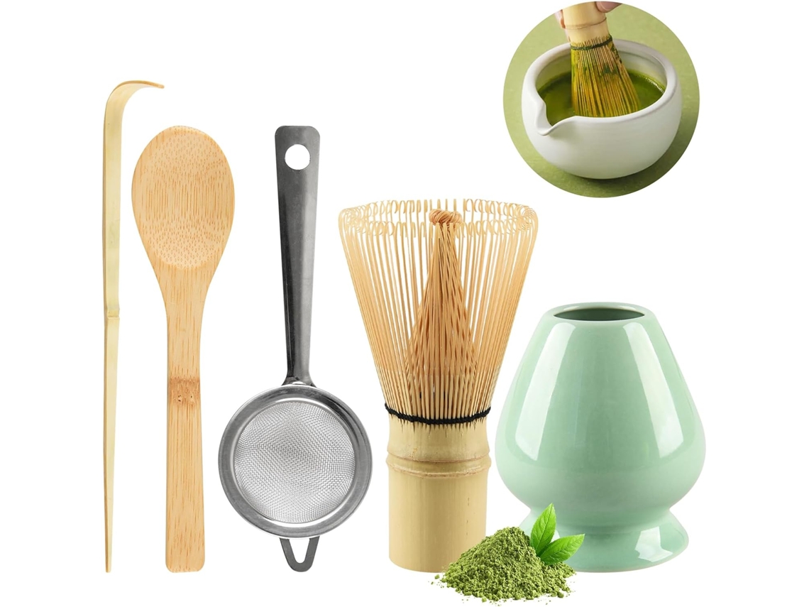 Juego de 5 Piezas para Matcha Con Batidor, Colador y Cucharas