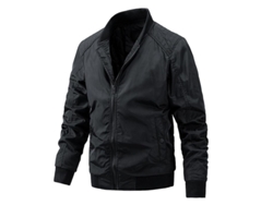 2026-chaqueta Con Cremallera Para Hombre Mystdiy Talla S-3xl Poliéster Cuello Alto Estampado Liso Primavera Otoño