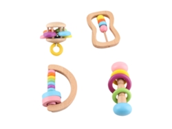 Juego De 4 Sonajeros De Madera Para Bebés Recién Nacidos - Juguetes Para El Aprendizaje Temprano