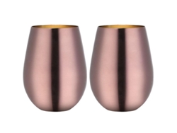2026-16264-vasos De Vino Sin Tallo De Acero Inoxidable, Taza Portátil Al Aire Libre, Set De 2 Vasos Metálicos Oro Rosa