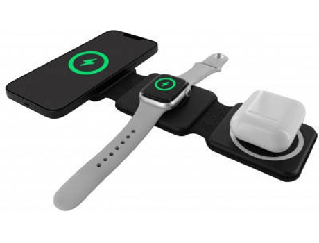 Cargador MUVIT FOR CHANGE 3 em 1 com Soporte Magsafe + iWatch/Airpod (Negro)