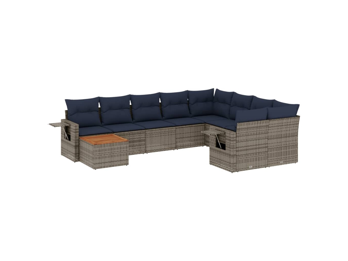 Maison Exclusive - Conjunto De Sofá De Jardín De 10 Piezas Con Cojines, Poliratán Gris