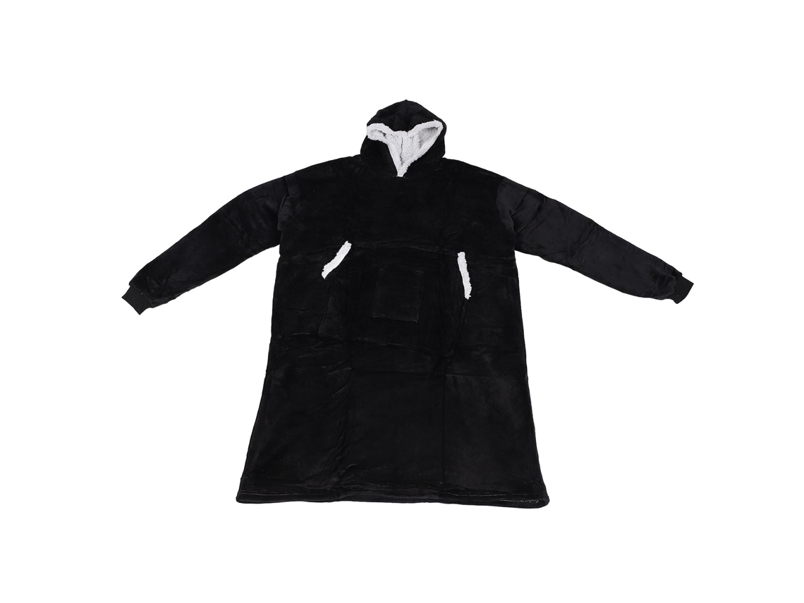 Sudadera/jersey De Felpa Negra Extragrande - Cálida Y Cómoda Para Acampar Y Para Usar En Casa - 160 Cm De Busto, 120 Cm De Largo
