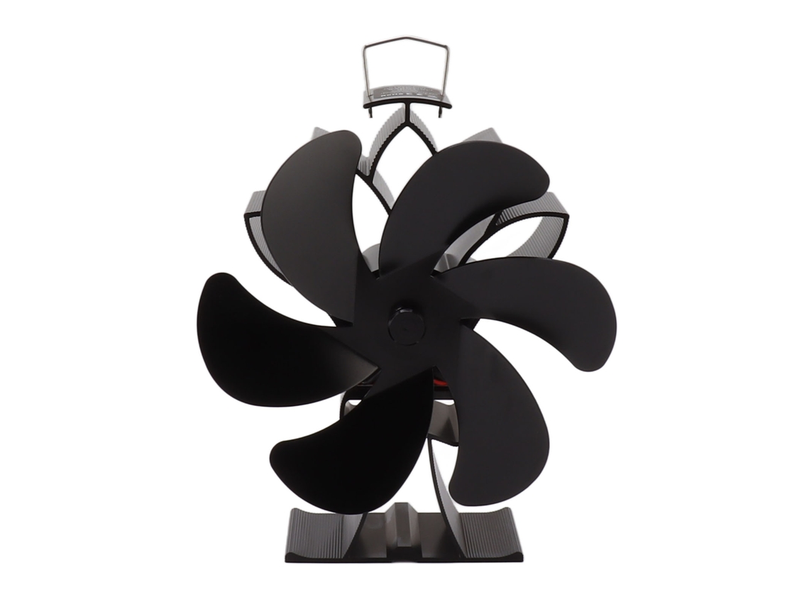 Ventilador De Sobremesa Con 6 Aspas, Aleación De Aluminio, Silencioso, Para Estufas De Leña Y Chimeneas, Negro.