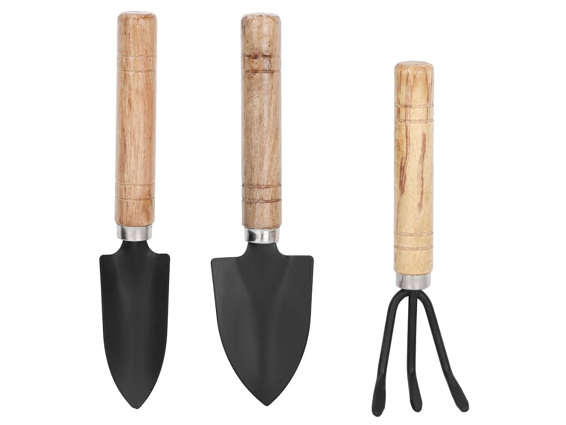Juego De 3 Mini Herramientas De Jardinería: Pala, Tridente Y Herramienta Para Plantar En Macetas.