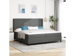 Cama Box Spring Con Colchón Tela Gris Oscuro 200x200 Cm