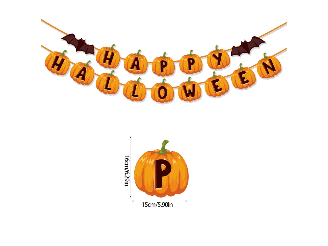 Decoración de escena de pancarta triangular de calabaza para fiesta de Halloween con 3 estilos Chennnls