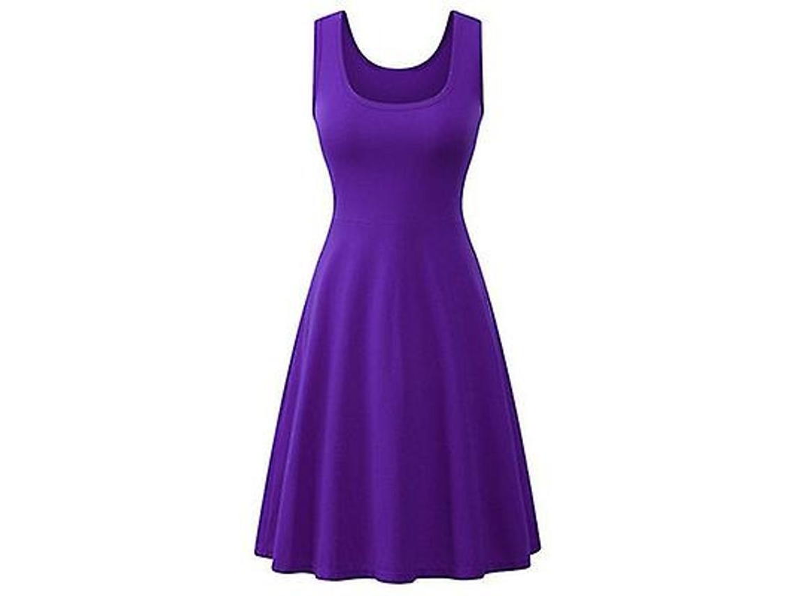 2026-vestido De Verano Mujer Sin Mangas Cuello Cuadrado Solido A-line Cintura Alta Casual Rojo
