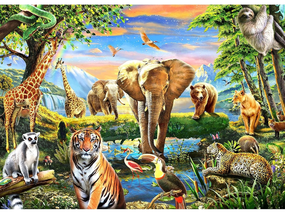 Rompecabezas De 1000 Piezas Para Adultos, Rompecabezas Del Mundo Animal, Desafiante Juego Nocturno (rojo)
