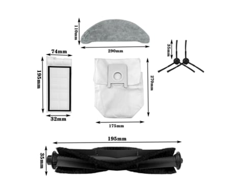 Para Xiaomi Roidmi Eve Plus accesorios de Robot aspirador filtro cepillo principal fregonas paños bolsas de polvo Cepillo Lateral paño de mopa