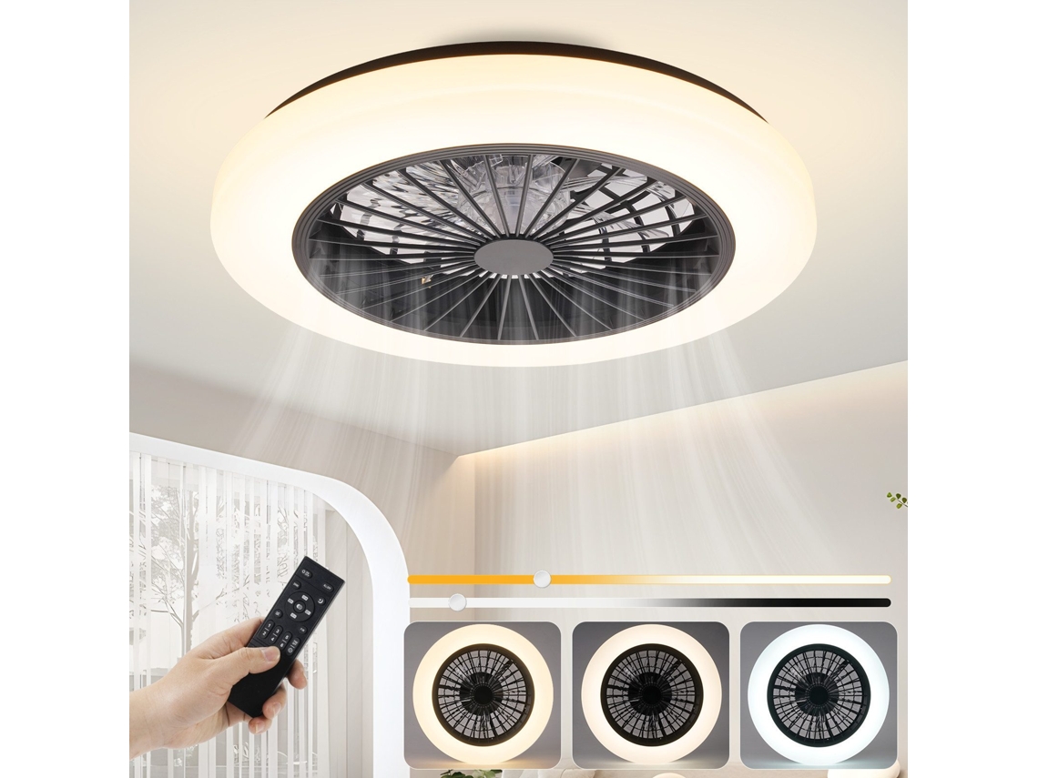 Nettlife Ventilador De Techo Con Iluminación Led Silenciosa 40w, Regulable Con Control Remoto, 6 Velocidades Y Timer