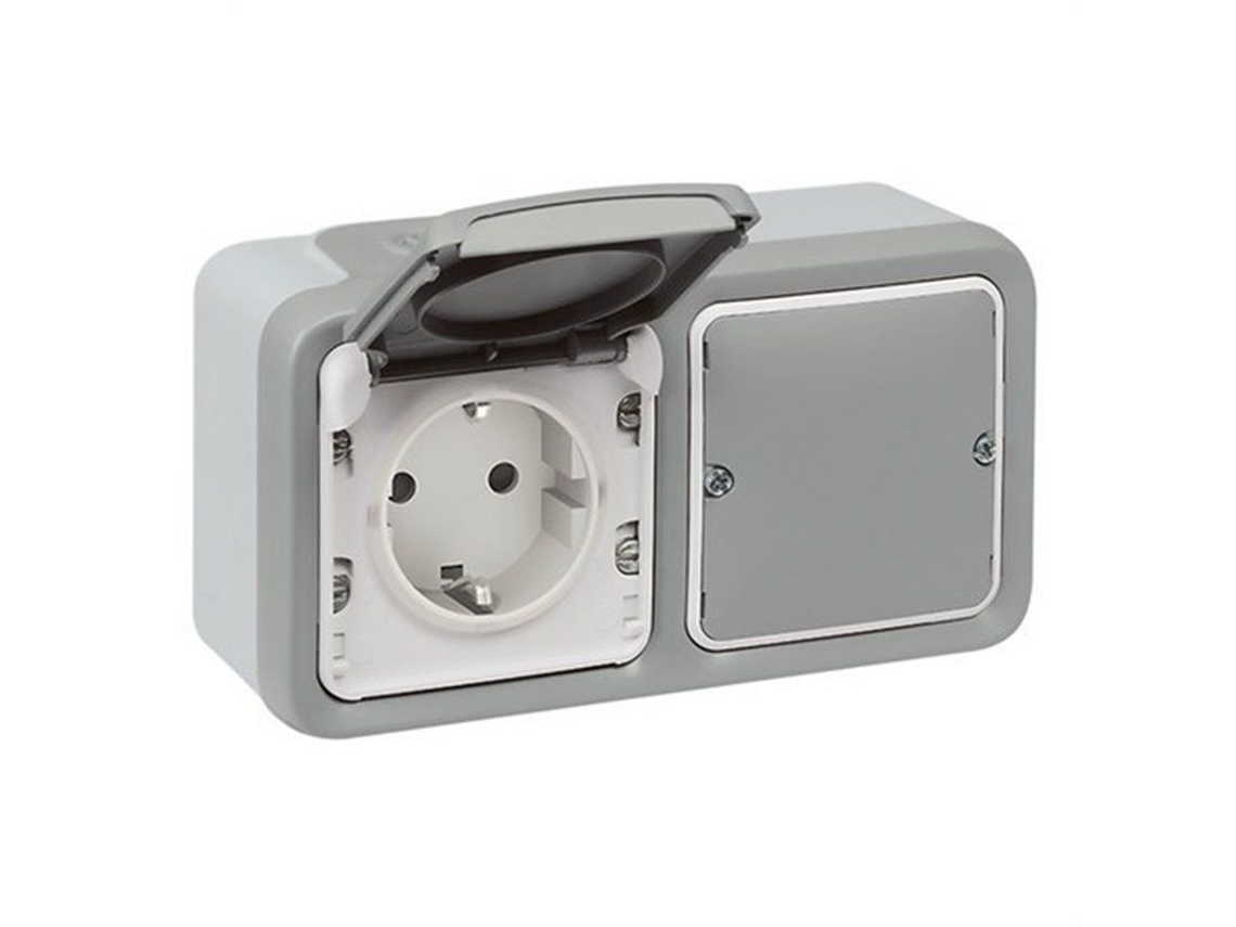 Valena Netx 069793 | Toma Corriente Estanca 2pt Ip55 Gris With Netatmo