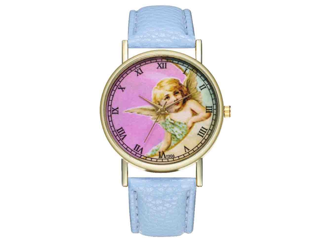 Reloj De Pulsera De Cuarzo Clásico Para Mujer, Color Azul Claro.