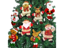 Juego De Adornos Navideños, 8 Piezas De Peluches Para Árbol De Navidad: Papá Noel, Muñeco De Nieve, Alce Y Oso.