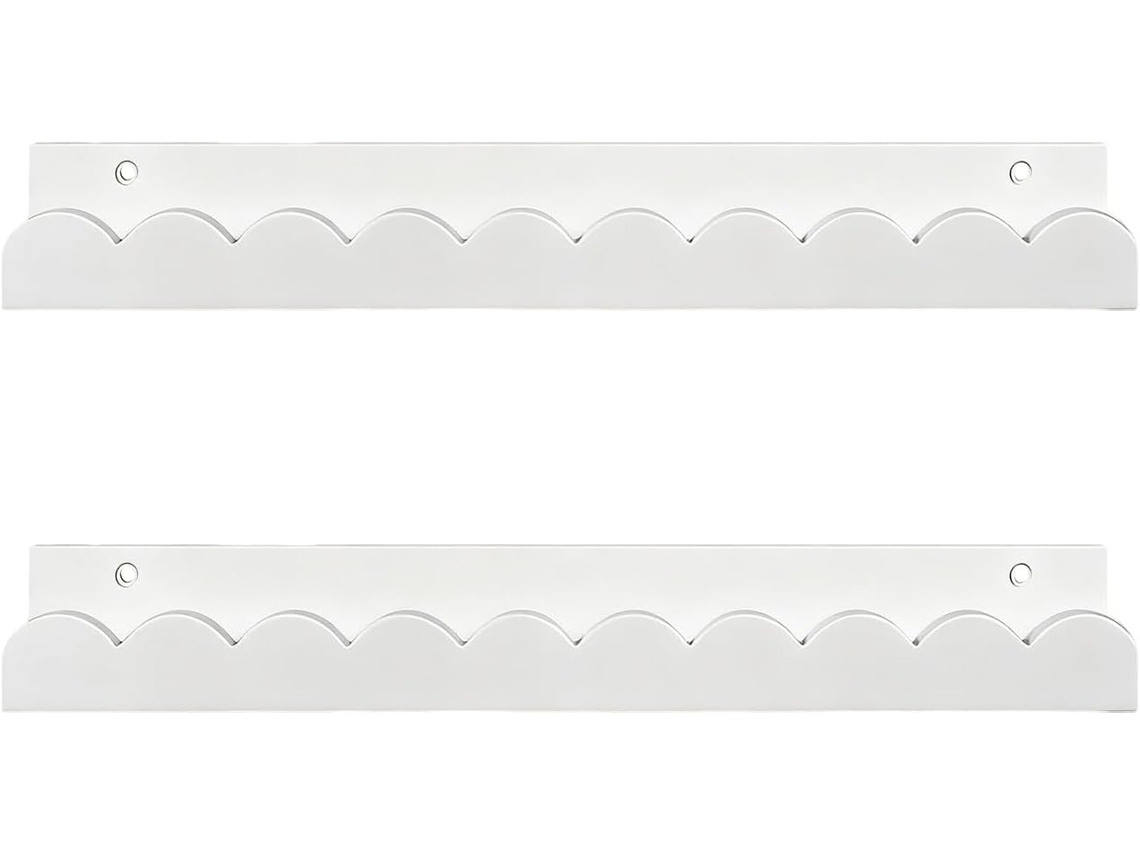 Estantería flotante para libros y juguetes, organizador de almacenamiento de 2 piezas con bordes ondulados, estantería flotante Slowmoose