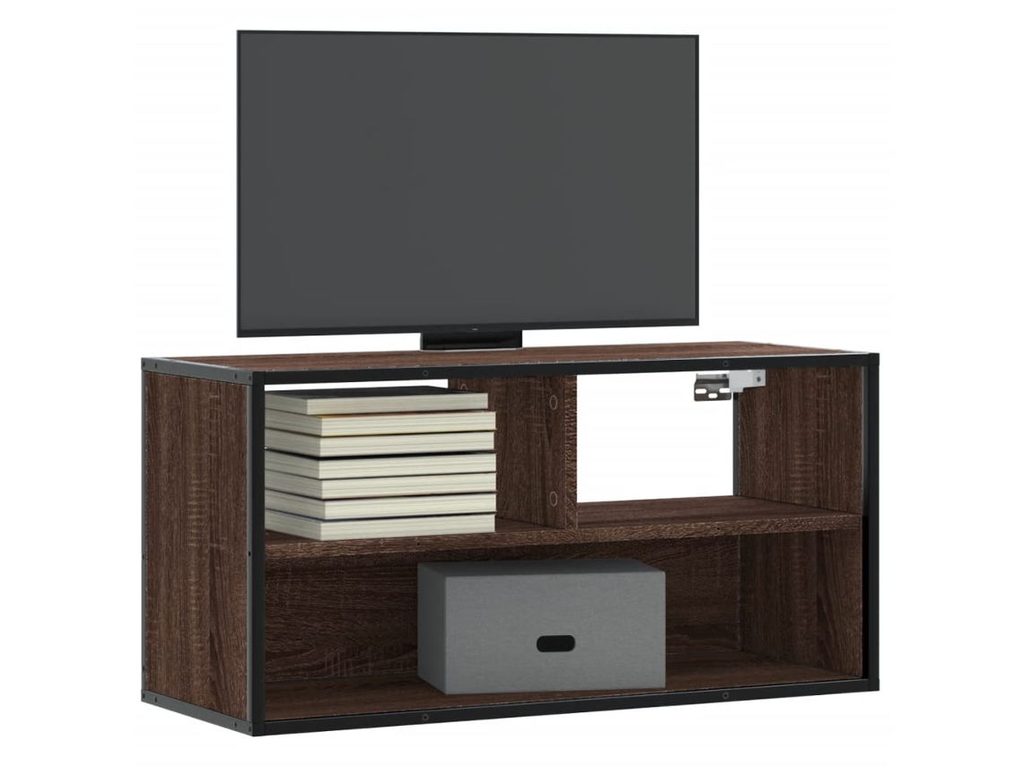 Mueble de TV | Mueble de TV | Mueble de TV 80x31x39,5cm Madera/Metal Derivado Roble Marrón