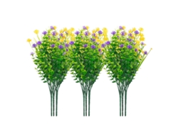 Rebe-9 Buquês de Flores Artificiais com Núcleos de Plástico Vibrantes e Inodoros para Jardim, Janela e Mesa