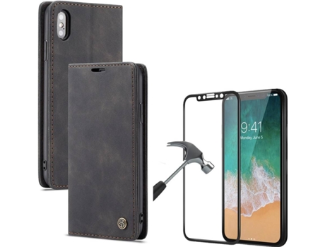 Carcasa y Protector iPhone XS Livro Caseme Elite Negro
