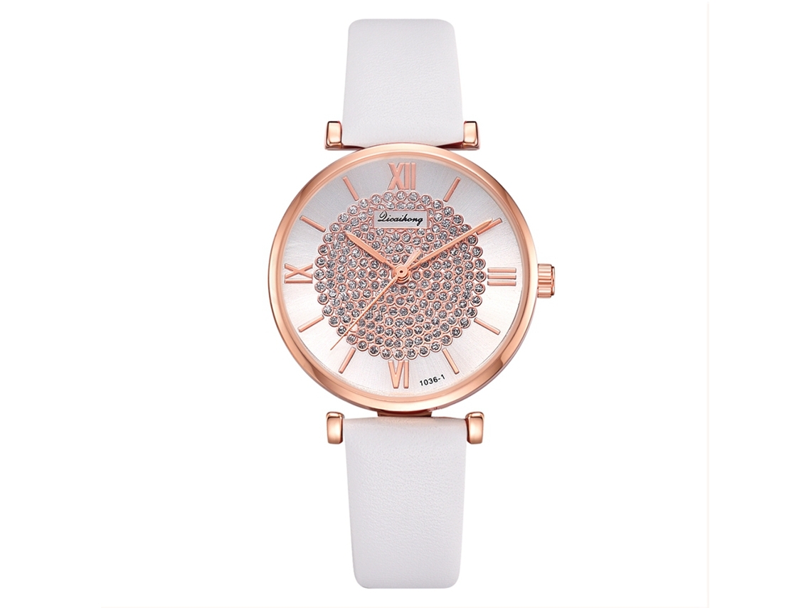 Reloj De Pulsera Unisex De Moda, Sencillo, Correa De Pu, Esfera Analógica De Cuarzo, Blanco.