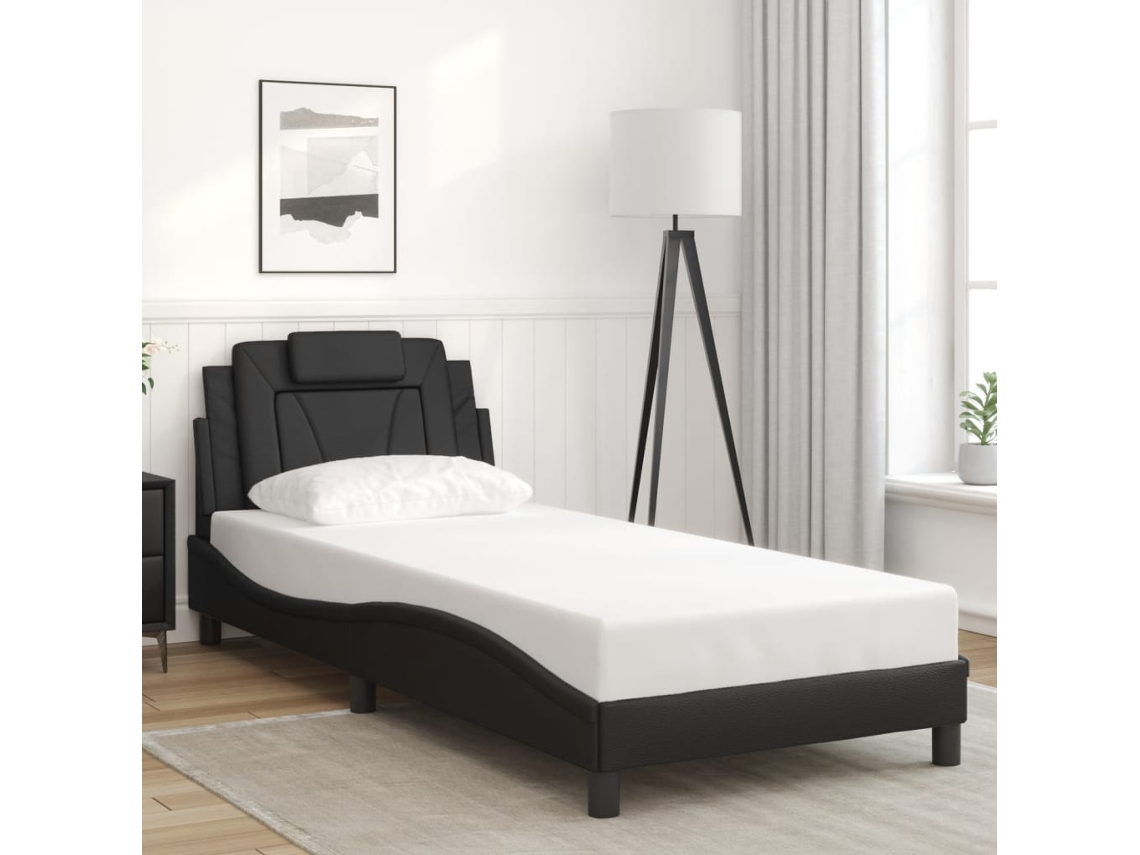 Estructura De Cama Sin Colchón Cuero Sintético Negro 80x200 Cm