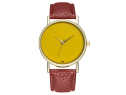 Reloj De Cuarto De Pulsera Con Correa De Cuero Moda Para Mujer Y Hombre Café
