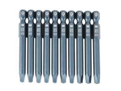 10 Puntas De Destornillador De Acero S2, Cabeza Cuadrada De 6,3 Mm, Hexagonal De 1/4" Y 65 Mm.