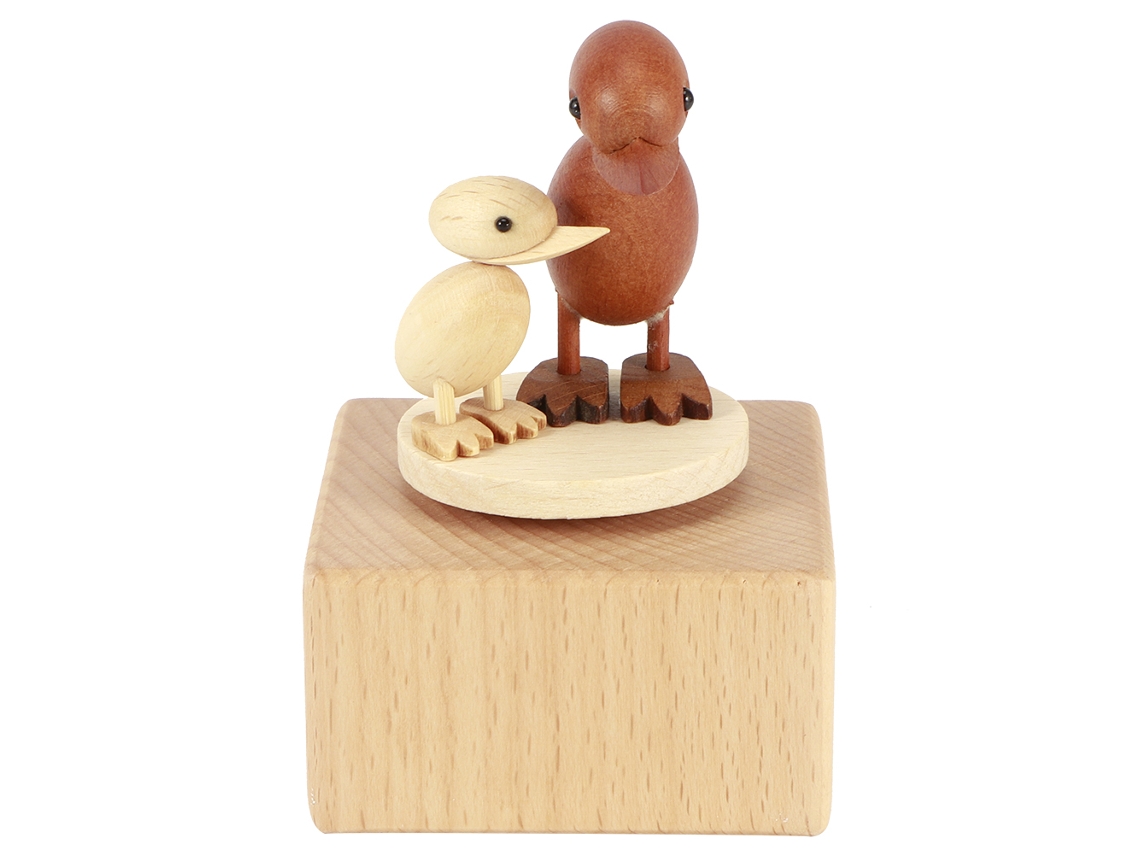 Caja Musical De Madera Con Animales Giratorios Regalo De San Valentín Decoración De Mesa Patito
