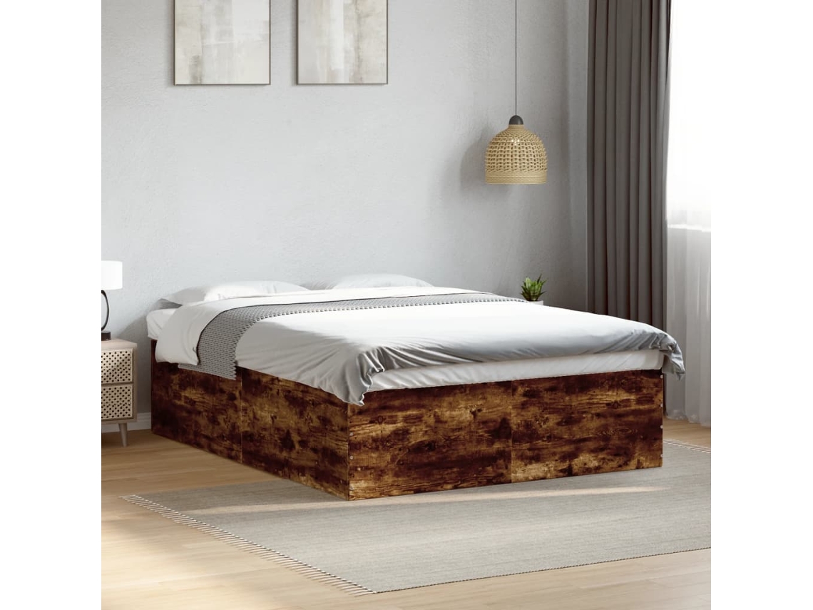 Estructura De Cama Madera De Ingeniería Roble Ahumado 150x200cm