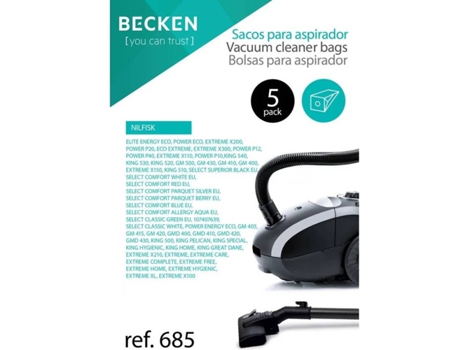 Bolsas para aspirador BECKEN Refª685 (5 unidades)