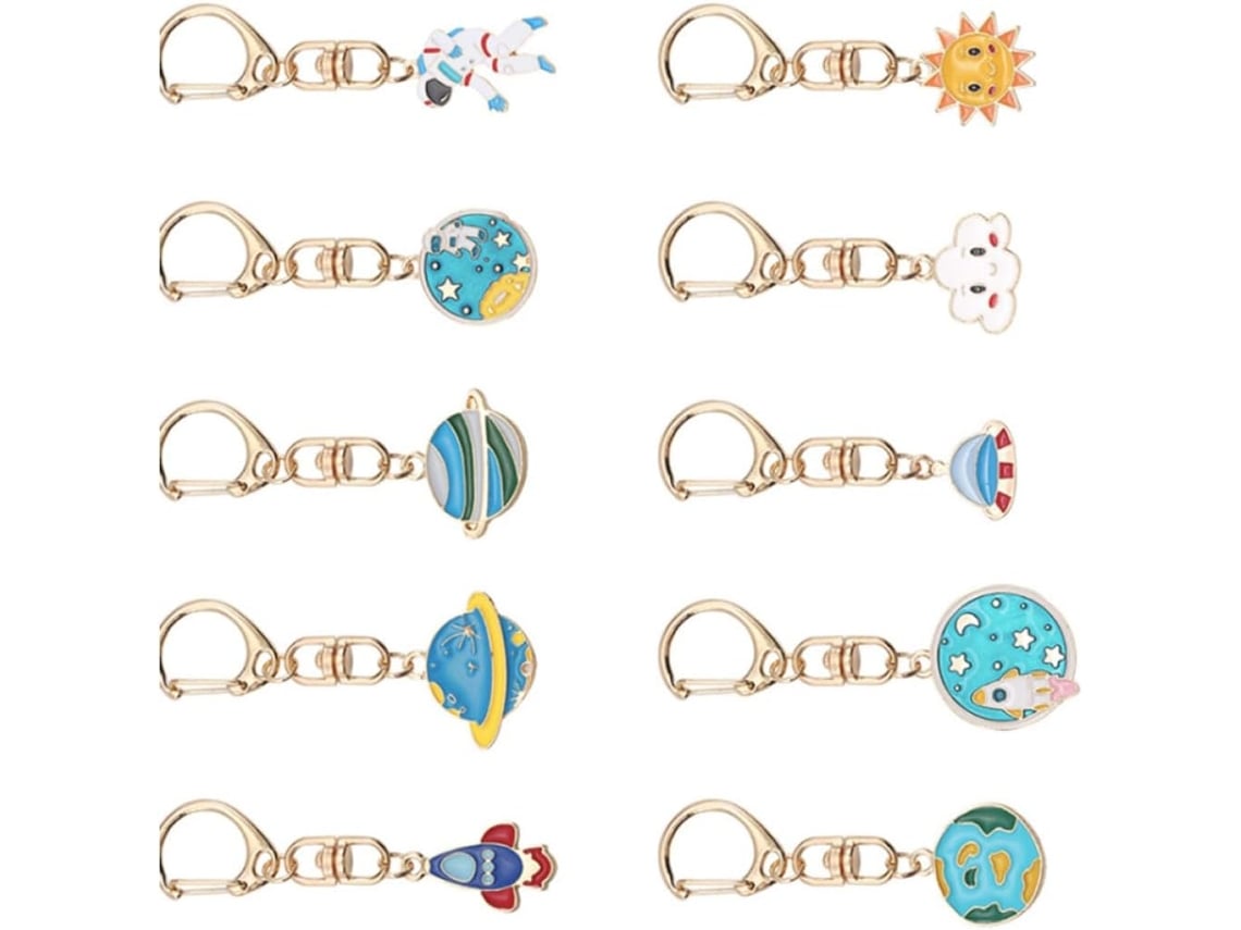 Chaveiros Criativos E Delicados Em Estilo Astronauta, Feitos Em Liga Metálica, Pacote Com 10 Unidades, Resistentes Ao Desbotamento.