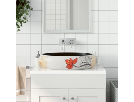 MAISON EXCLUSIVE Lavabo sobre encimera ovalado cerámica multicolor 59x40x15 cm
