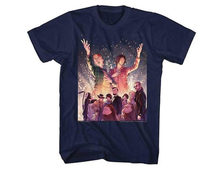 Camiseta ROCKINSTONE con chispa de aventura excelente de Bill y Teds (L)