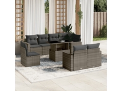 Pcs Conjunto Sofás P/ Jardim Com Almofadões Vime Pe Cinzento Dkd Home Decor