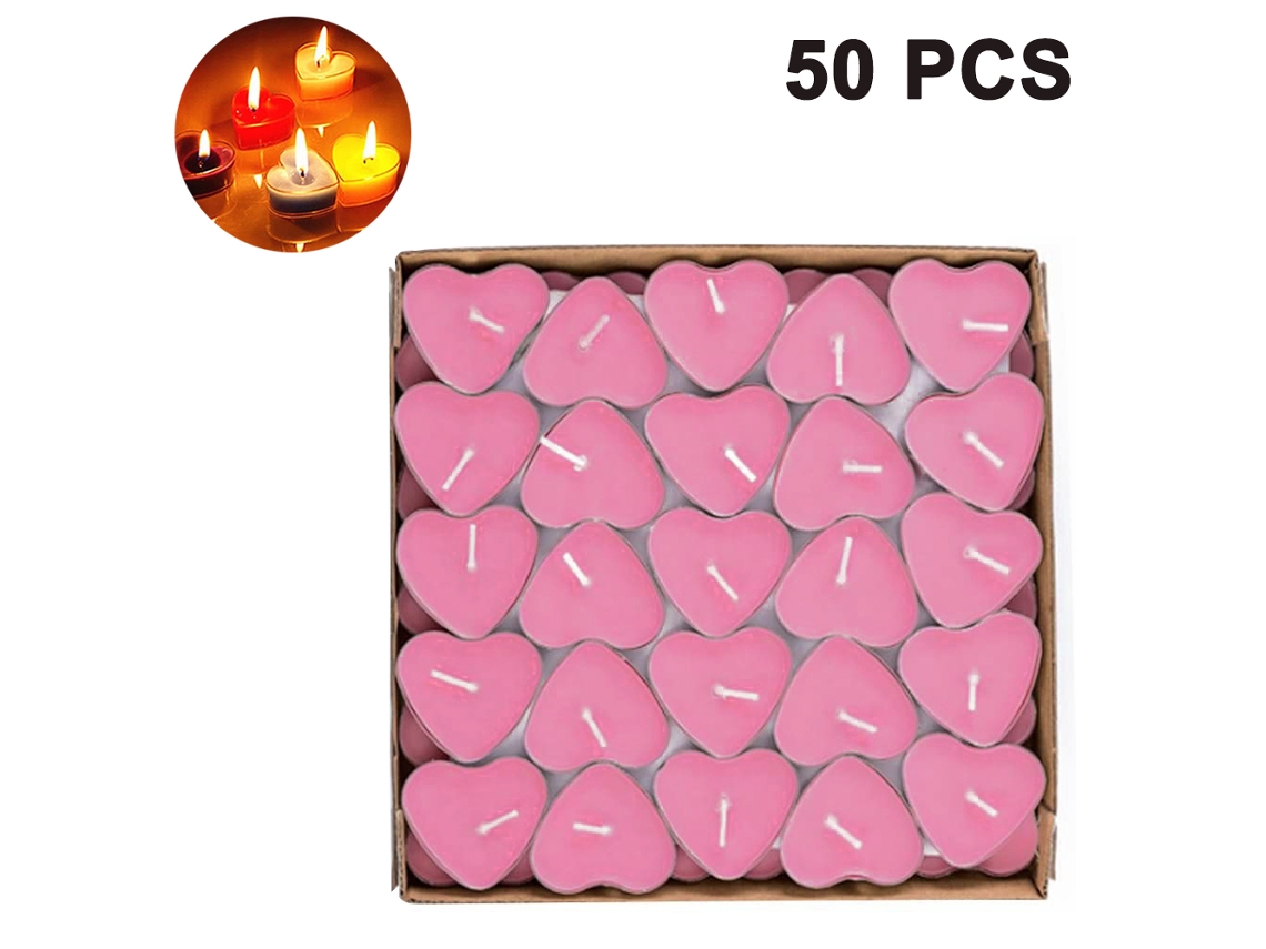 50 velas románticas sin humo con aroma a corazón para cenas a la luz de las velas, San Valentín, bodas, cumpleaños y Navidad.