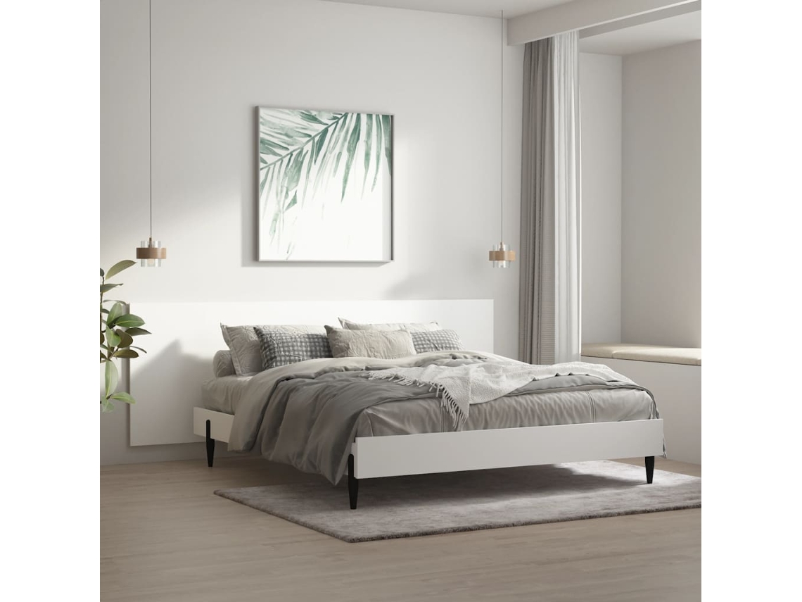 Cabecero De Cama Pared Madera Contrachapada Blanco 240x1,5x80cm