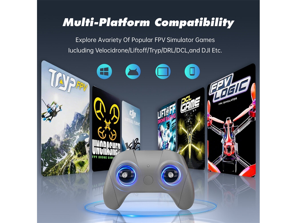 Modo 2controlador C8startrc C8 2.4ghz 8ch 100mw Controlador Radio Elrs Para Dji/simuladores Fpv Coche Rc Barco Helicóptero