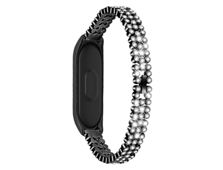 Correa de metal decoración de diamantes de imitación para Xiaomi Mi Band 4/3 - negro
