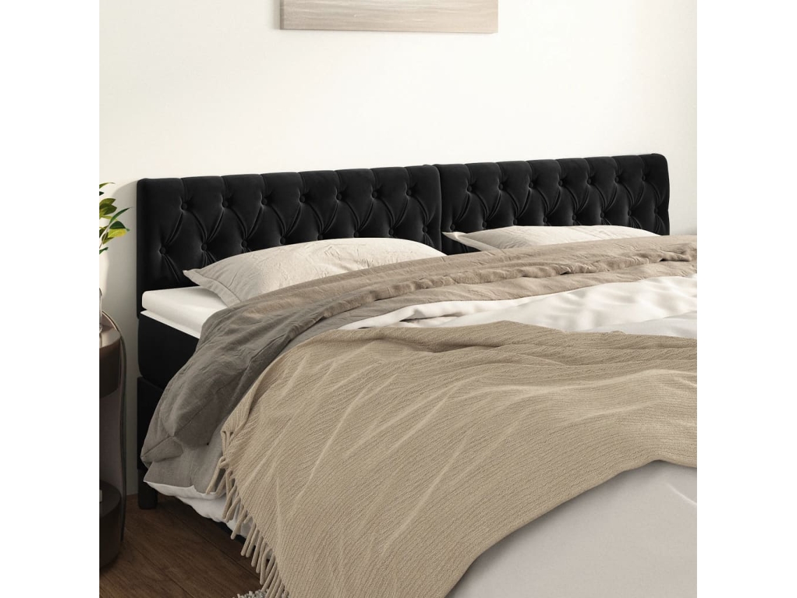 Cabeceros 2 Unidades De Terciopelo Negro 100x7x78/88 Cm
