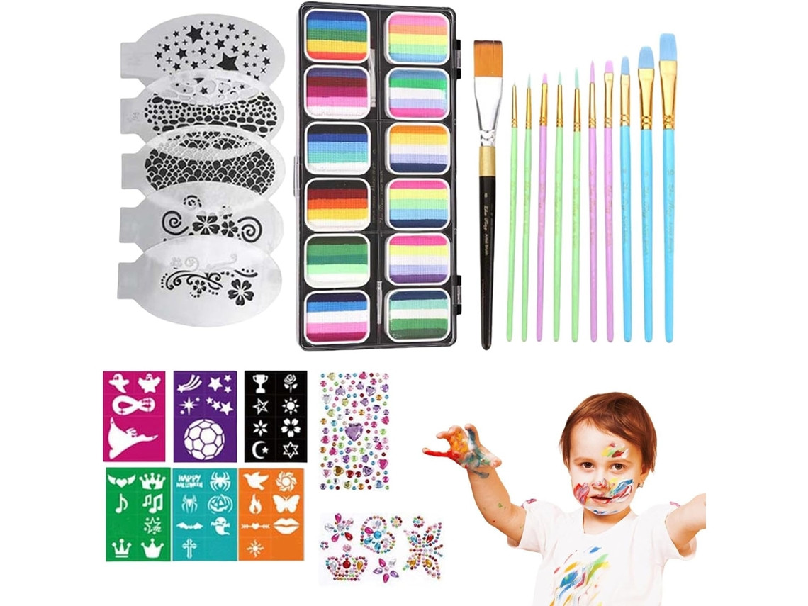 Kit De Peinture Pour Le Visage - Palyte 12 Couleurs Vives Cosmétique Soluble Dans L'eau Avec