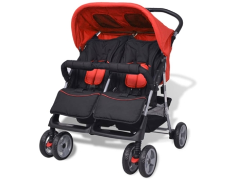 vidaXL Carrito para gemelos de acero rojo y negro