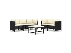 Maison Exclusive - Set De Muebles De Jardín 6 Pzas Y Cojines Ratán Sintético Negro