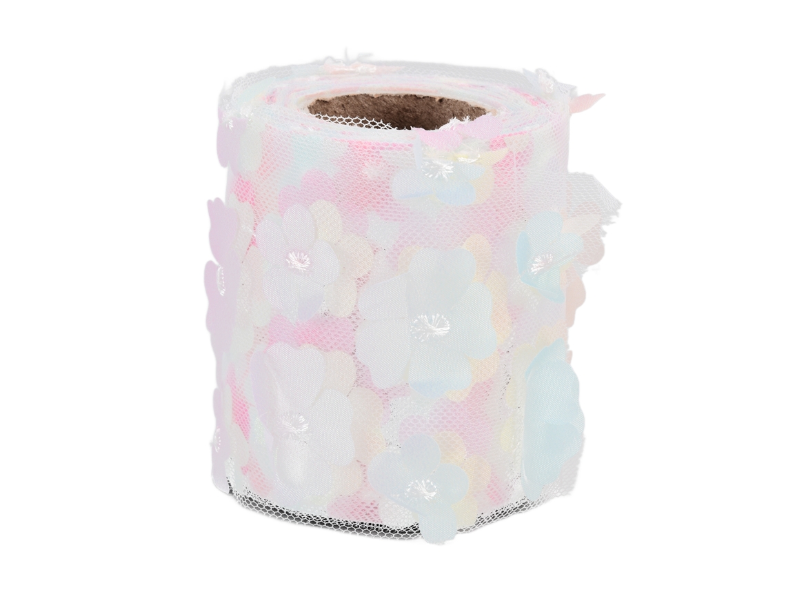Rollo De Tul Floral De 8 Cm Y 10 Yardas, Degradado Rosa Y Amarillo, Poliéster Para Decoración Diy.