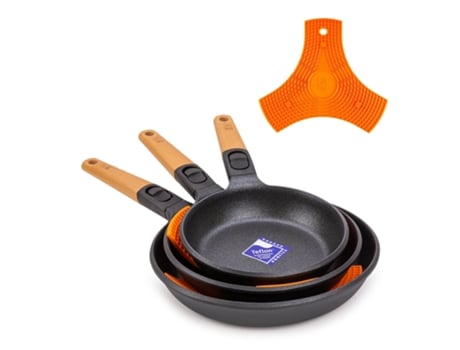 BRA Market - Set de 3 Sartenes 20, 24 y 28 cm Full Induction y Protector BRA Safe