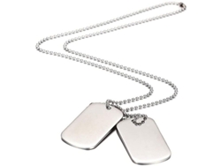Colgante De Placa De Perro Doble Estilo Ejército Collar Para Hombre Acero Inoxidable 70cm Biker