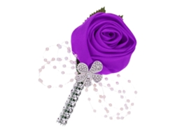 Ramillete de boda con flores artificiales, color morado y rosa slowmoose